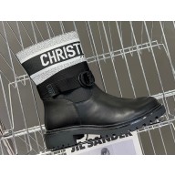 Dior D-Major Ankle Boots in Technical Fabric Black/White 2023
