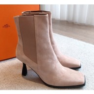 Hermes Gill 75 ankle boots in leather Suede Nude 2023