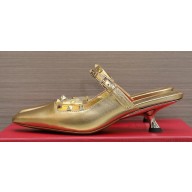 Valentino Heel 5cm Rockstud Couture Mules in Mirror Gold