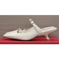 Valentino Heel 5cm Rockstud Couture Mules in patent leather White