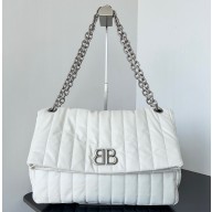 Balenciaga Monaco Medium Chain Bag in quilted thin calfskin White 2023