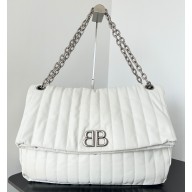 Balenciaga Monaco Large Chain Bag in quilted thin calfskin White 2023