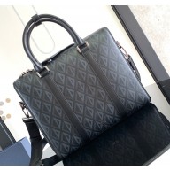 Dior Lingot Briefcase Bag in Black CD Diamond Canvas and Smooth Calfskin 2023