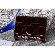 Lady Dior Mini Wallet in Patent Cannage Calfskin Burgundy