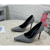 Dolce & Gabbana heel 10.5cm Houndstooth fabric pumps with DG logo Black and White 1026-2024