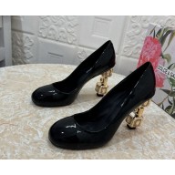 Dolce & Gabbana Heel 10.5cm Logo Pumps DG Pop heel patent leather Black 1028-2024