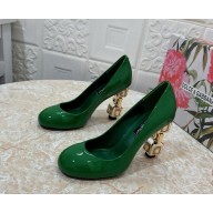 Dolce & Gabbana Heel 10.5cm Logo Pumps DG Pop heel patent leather green 1028-2024
