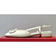 Valentino VLogo Signature Slingback ballerina Flats in leather patent White