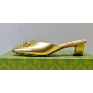 Gucci Heel 4.5cm Horebit with crystals Mules 757748/759778 Gold 2023
