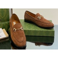 Gucci Horsebit with crystals Jordaan loafers 759918 Suede Brown 2023