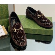Gucci Horsebit with crystals Jordaan loafers 759918 GG Velvet Coffee 2023