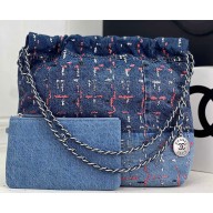 Chanel Denim Patchwork and Glitters CHANEL 22 Small Handbag AS3260 2023