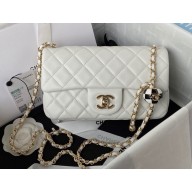 Chanel Lambskin Small Flap Bag with Black/White Ball AS1787 White 2023
