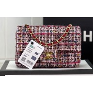 Chanel Wool Tweed Small Classic Handbag A01116 Blue/Red 2023