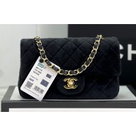Chanel Wool Tweed Small Classic Handbag A01116 Black 2023