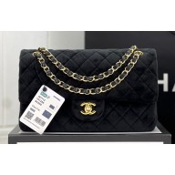 Chanel Wool Tweed Medium Classic Handbag A01112 Black 2023