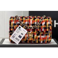 Chanel Wool Tweed Small Classic Handbag A01116 Orange/Yellow/Black 2023