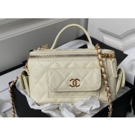 Chanel Grained Shiny Calfskin Clutch with Chain Bag AP3017 White 2023