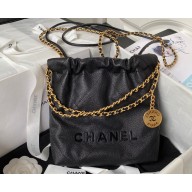 Chanel Shiny Grained Calfskin and Lacquered Metal CHANEL 22 Mini Handbag AS3980 Black 2023