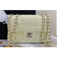 Chanel Sequins Small Classic Handbag A01116 Light Yellow 2023