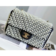 Chanel Pearl Small Classic Handbag Black/Blue 2023