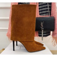 Balmain Heel 10.5cm Suede ankle boots Brown 2023