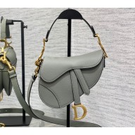 Dior Mini Saddle Bag with Strap in Grained Calfskin Olive Green 2023