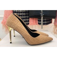 Balmain Heel 10.5cm Ruby stilettos Pumps Suede Nude with monogram 2023