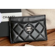 Chanel Classic Card Holder AP0213 in Lambskin Black/Silver