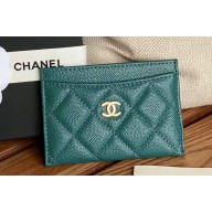 Chanel Classic Card Holder AP0213 in Grained Calfskin Green