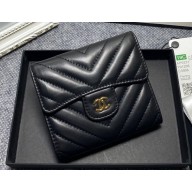 Chanel Classic Small Flap Wallet AP0231 in Lambskin Chevron Black/Gold