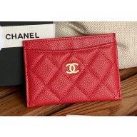 Chanel Classic Card Holder AP0213 in Grained Calfskin Red