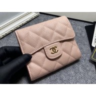 Chanel Classic Small Flap Wallet AP0231 in Grained Calfskin Beige/Gold