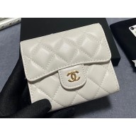 Chanel Classic Small Flap Wallet AP0231 in Lambskin White/Gold