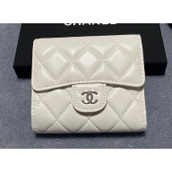 Chanel Classic Small Flap Wallet AP0231 in Lambskin White/Silver