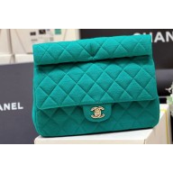 Chanel Wool Jersey & Gold-Tone Metal Clutch Bag AS4199 Green 2023 (ORIGINAL QUALITY)