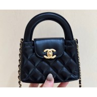 Chanel Shiny Aged Calfskin Clutch with Chain Bag AP3435 Black 2023 (ORIGINAL QUALITY)