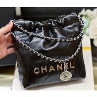 Chanel Shiny Calfskin CHANEL 22 Mini Handbag AS3980 Black/Silver 2023 (ORIGINAL QUALITY)