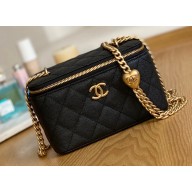Chanel Small Sweet Heart Vanity Case Bag 81247 in Grained Calfskin Black