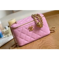 Chanel Small Sweet Heart Vanity Case Bag 81247 in Grained Calfskin Pink