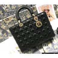 Dior Large Lady Dior Bag in Cannage Lambskin Black