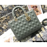 Dior Large Lady Dior Bag in Cannage Lambskin Gray