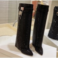 Givenchy Heel 8.5cm Shark Lock boots Black with strass 2023