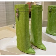 Givenchy Heel 8.5cm Shark Lock boots Light Green with strass 2023