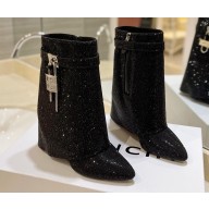 Givenchy Heel 8.5cm Shark Lock ankle boots Black with strass 2023