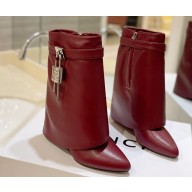 Givenchy Heel 8.5cm Shark Lock ankle boots in smooth calfskin leather Dark Red 2023