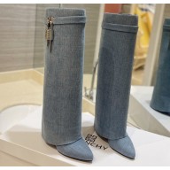 Givenchy Heel 8.5cm Shark Lock boots in washed denim Blue 2023