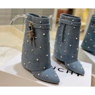 Givenchy Heel 8.5cm Shark Lock ankle boots in denim with pearls 2023