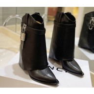 Givenchy Heel 8.5cm Shark Lock ankle boots in smooth calfskin leather Stitching Black 2023