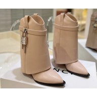 Givenchy Heel 8.5cm Shark Lock ankle boots in smooth calfskin leather Stitching Nude 2023